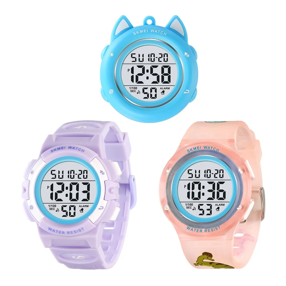 SKMEI 2236 Lovely Kids Round Wrist Watch Children Luminous DIY Digital Watch with 2 Straps - For Girls - 2