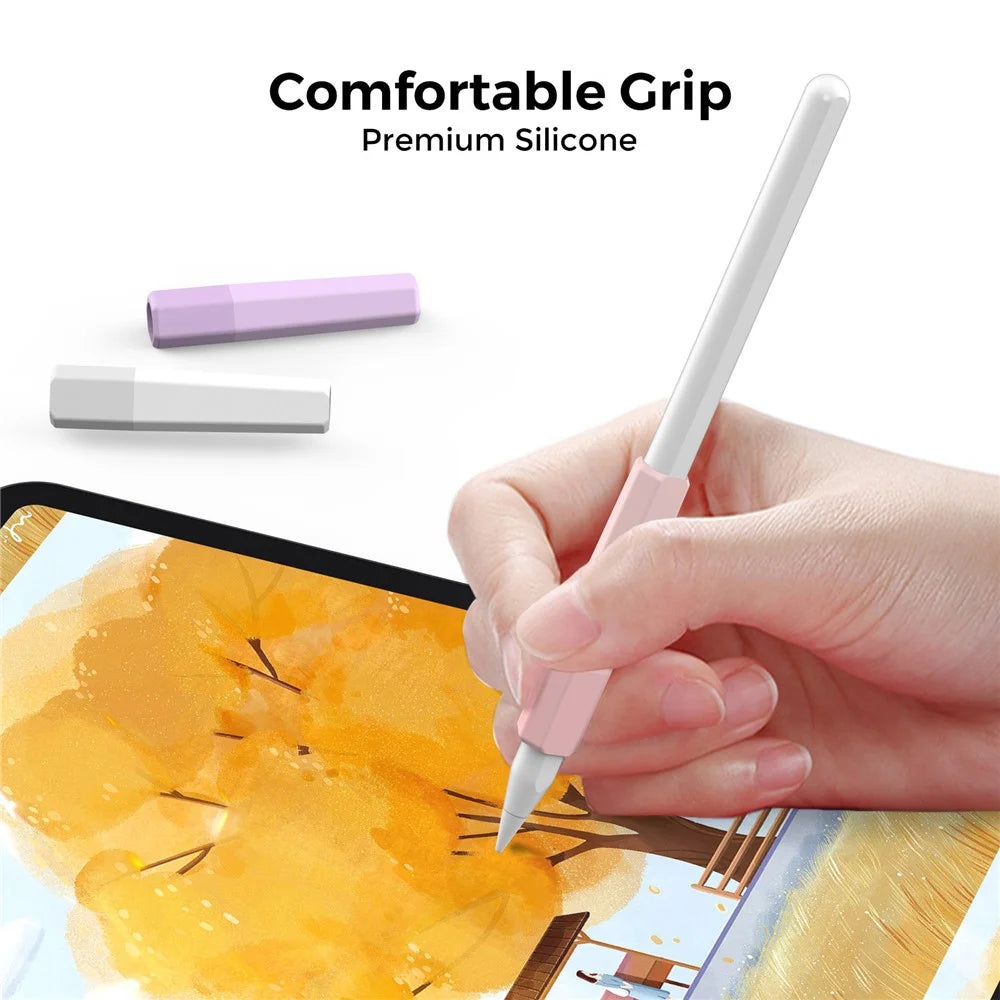 AHASTYLE PT185 For Apple Pencil (2nd Generation) Silicone Sleeve Stylus Pen Case Cover Protective Pencil Grip Holder - Gradient Purple - 2