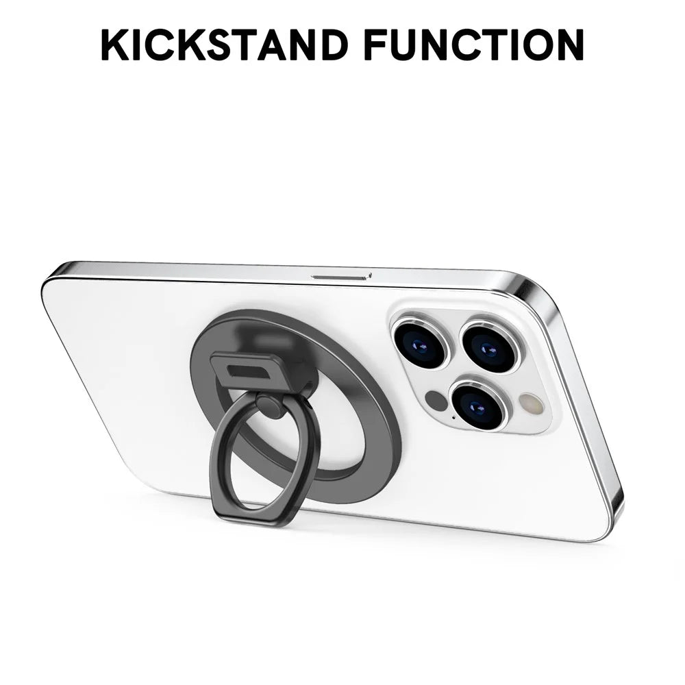 AHASTYLE DD-02 Magnetic Kickstand for iPhone 12 / 13 / 14 / 15 Series Folding Zinc Alloy Phone Holder - Black - 5