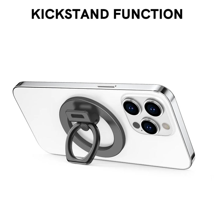 AHASTYLE DD-02 Magnetic Kickstand for iPhone 12 / 13 / 14 / 15 Series Folding Zinc Alloy Phone Holder - Black - 5