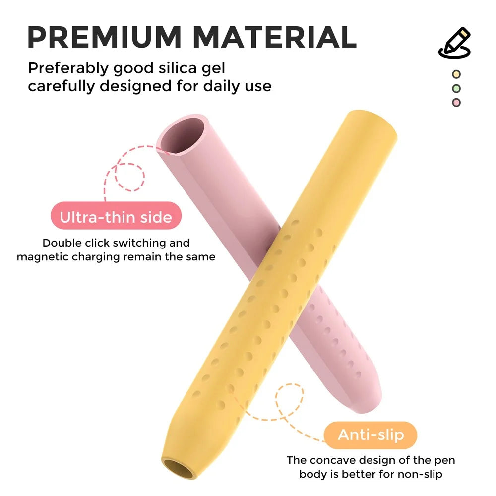 AHASTYLE PT182 For Apple Pencil (1st Generation) / (2nd Generation) Silicone Grip Holder Protective Sleeve Cover - Orange - 2