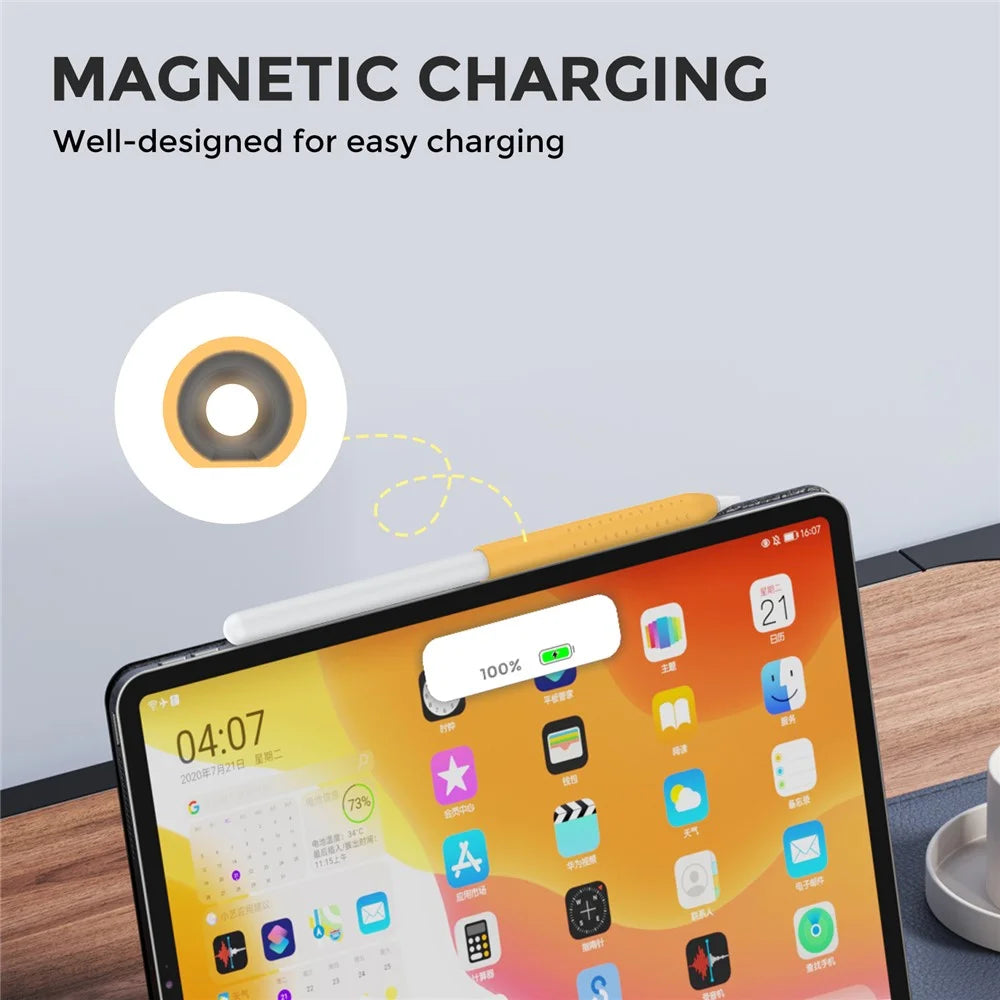 AHASTYLE PT182 For Apple Pencil (1st Generation) / (2nd Generation) Silicone Grip Holder Protective Sleeve Cover - Orange - 4