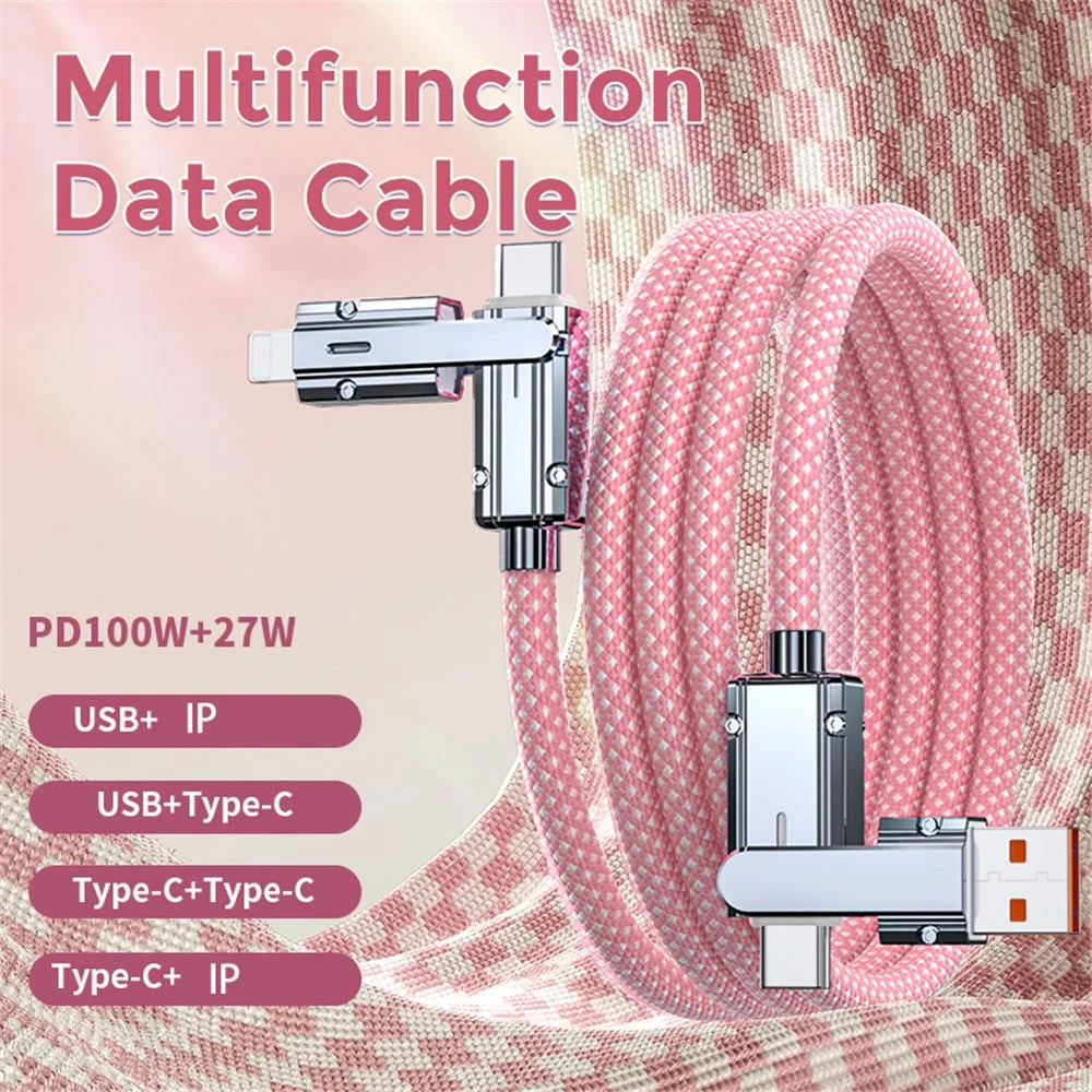 AHASTYLE XC04 1m PD 27W Data Cable USB-A / Type-C to Type-C / IP Charging Cable - Pink - 2