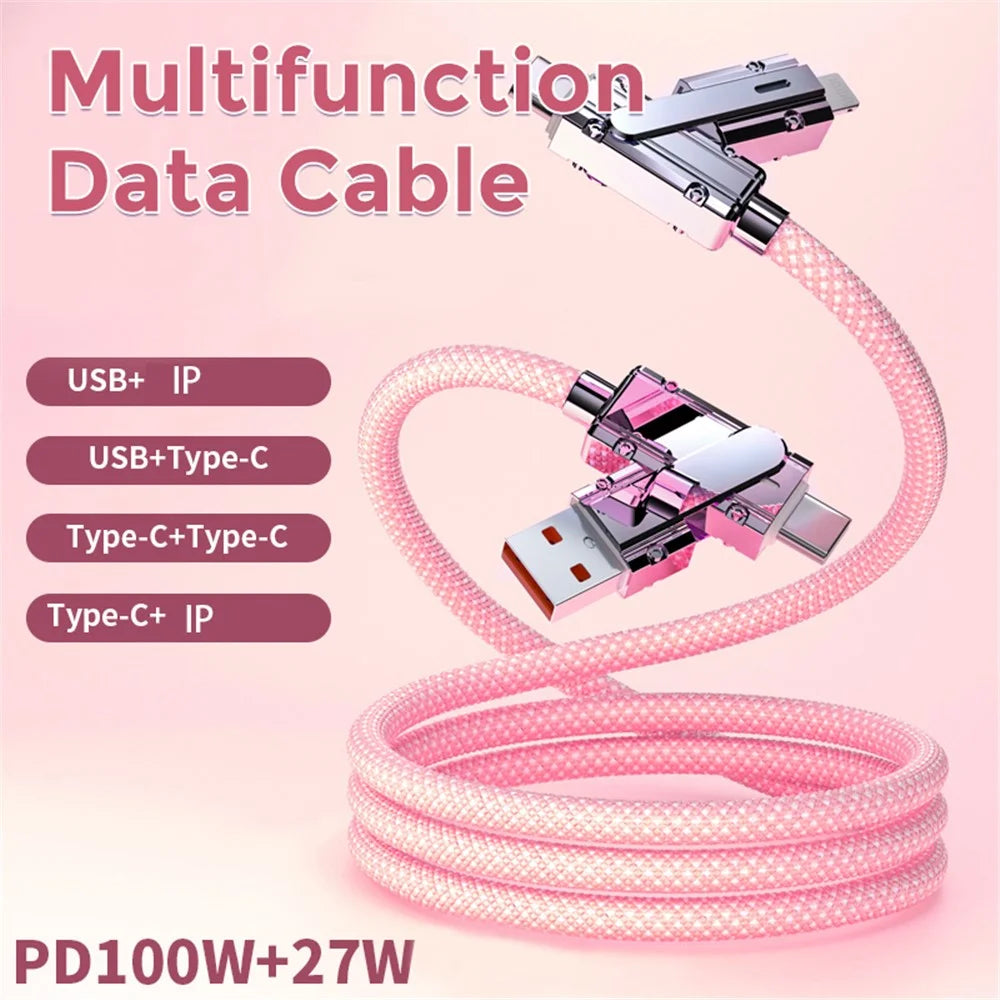 AHASTYLE XC04 1m PD 27W Data Cable USB-A / Type-C to Type-C / IP Charging Cable - Pink - 3