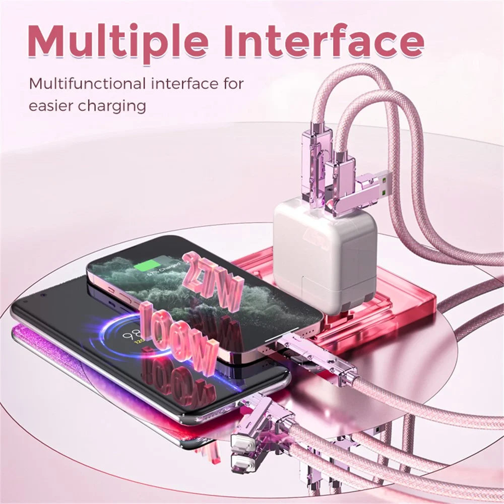 AHASTYLE XC04 1m PD 27W Data Cable USB-A / Type-C to Type-C / IP Charging Cable - Pink - 4