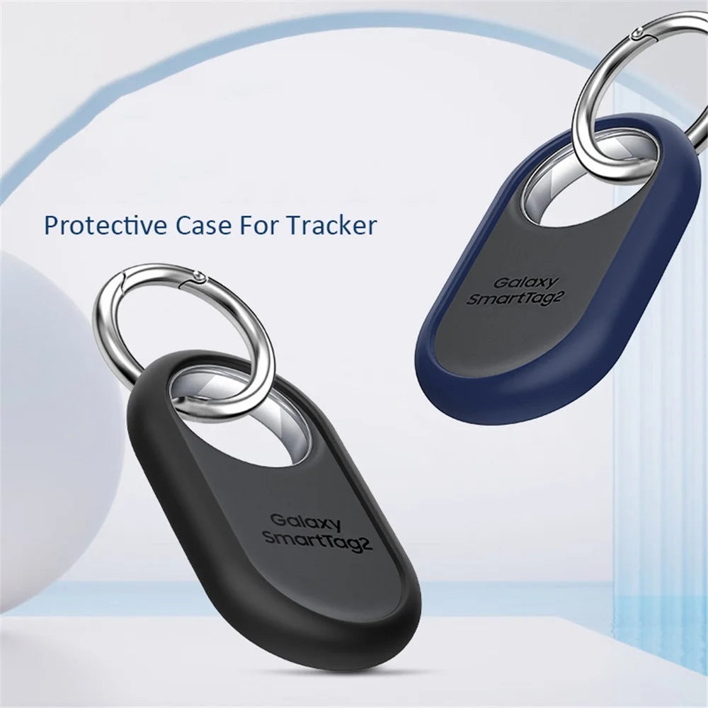 Slim Silicone Case for Samsung Galaxy SmartTag 2 Bluetooth-compatible Tracker Bumper Frame Protector with Buckle - Black - 2