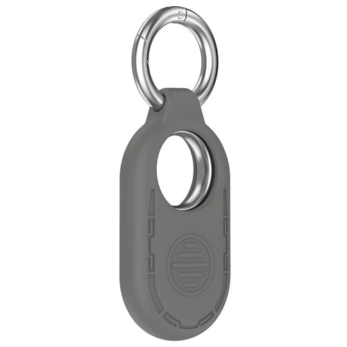 For Samsung Galaxy SmartTag 2 Silicone Case Anti-Lost Shockproof Cover with Keychain - Dark Grey - 1
