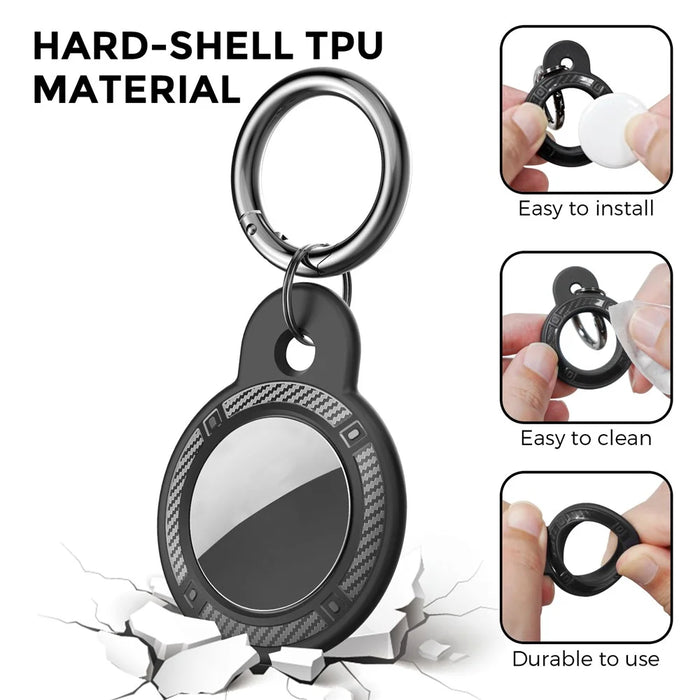 AHASTYLE WG40 For Apple AirTag Bluetooth-compatible Tracker TPU Case Protective Cover with Ring Buckle - Black - 5