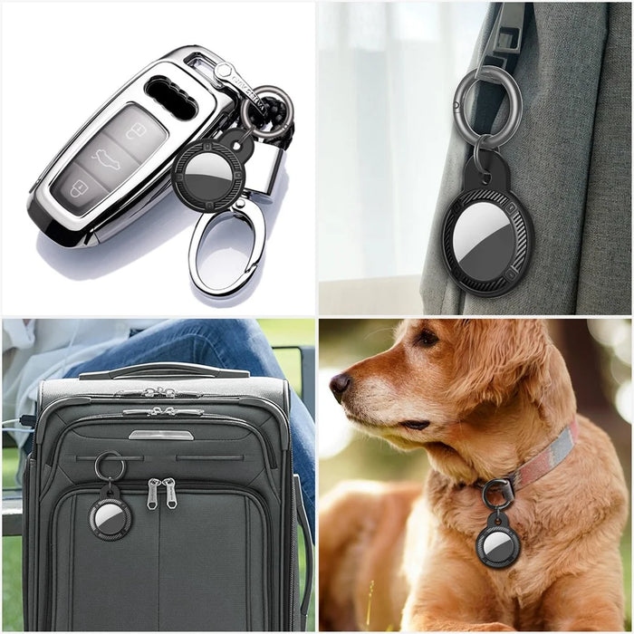 AHASTYLE WG40 For Apple AirTag Bluetooth-compatible Tracker TPU Case Protective Cover with Ring Buckle - Black - 6