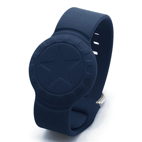 For Apple AirTag Tracker Bracelet Star Pattern Silicone GPS Tracker Holder Waterproof Wristband - Midnight Blue - 1