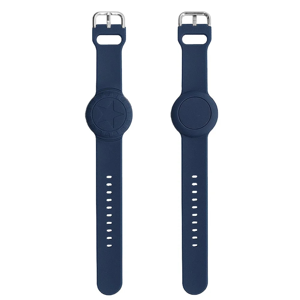 For Apple AirTag Tracker Bracelet Star Pattern Silicone GPS Tracker Holder Waterproof Wristband - Midnight Blue - 2