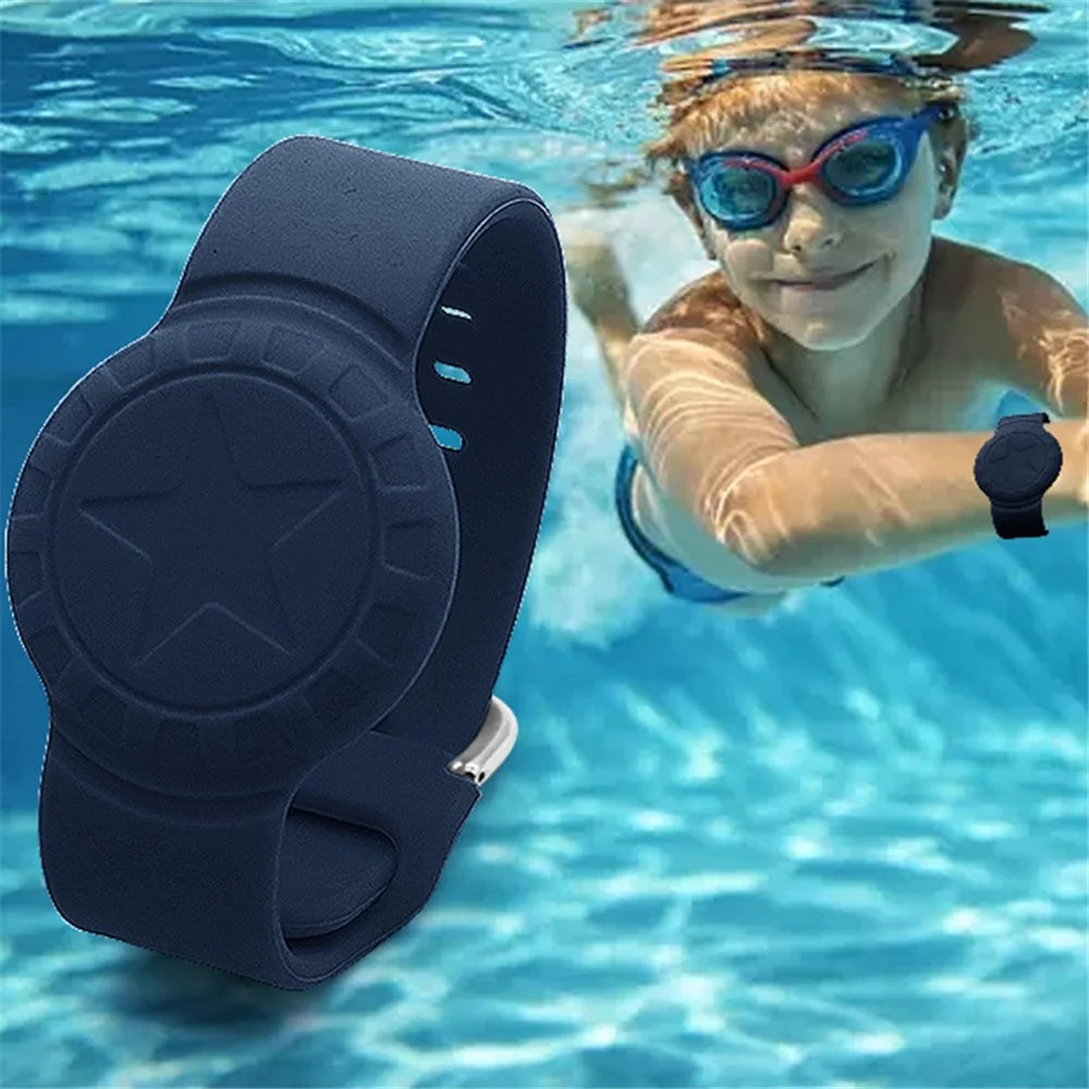 For Apple AirTag Tracker Bracelet Star Pattern Silicone GPS Tracker Holder Waterproof Wristband - Midnight Blue - 3