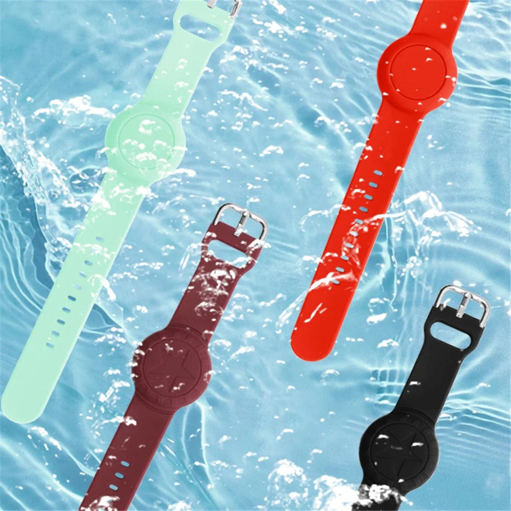 For Apple AirTag Tracker Bracelet Star Pattern Silicone GPS Tracker Holder Waterproof Wristband - Midnight Blue - 7