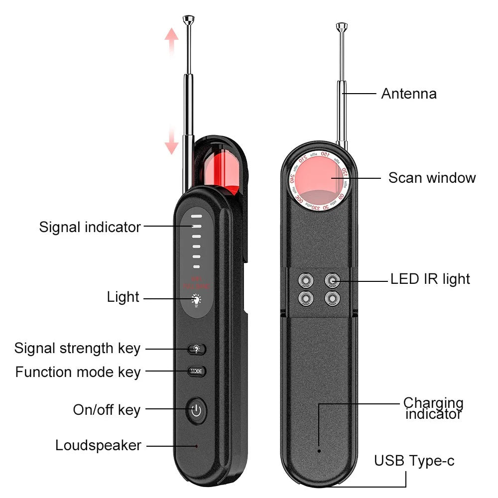 T01 Wireless Signal Scanner Infrared Scanning Tool Hidden Camera Detector for Home Travel Hotel - 7