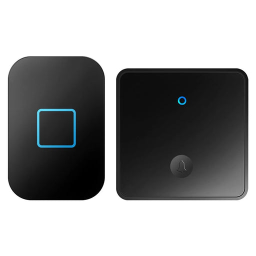 CACAZI FA88 Adjustable Volume Door Bell Kit Type 86 Big Panel Button Wireless Doorbell with 1 Transmitter+1 Receiver - Black / UK Plug - 1