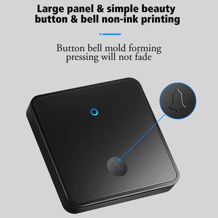 CACAZI FA88 Type 86 Big Panel Button Wireless Doorbell Adjustable Volume Home Door Bell Kit with 1 Transmitter+2 Receivers - Black / UK Plug - 5