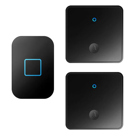 CACAZI FA88 Type 86 Big Panel Button Wireless Doorbell Adjustable Volume Door Bell Kit with 2 Transmitters+1 Receiver - Black / UK Plug - 1