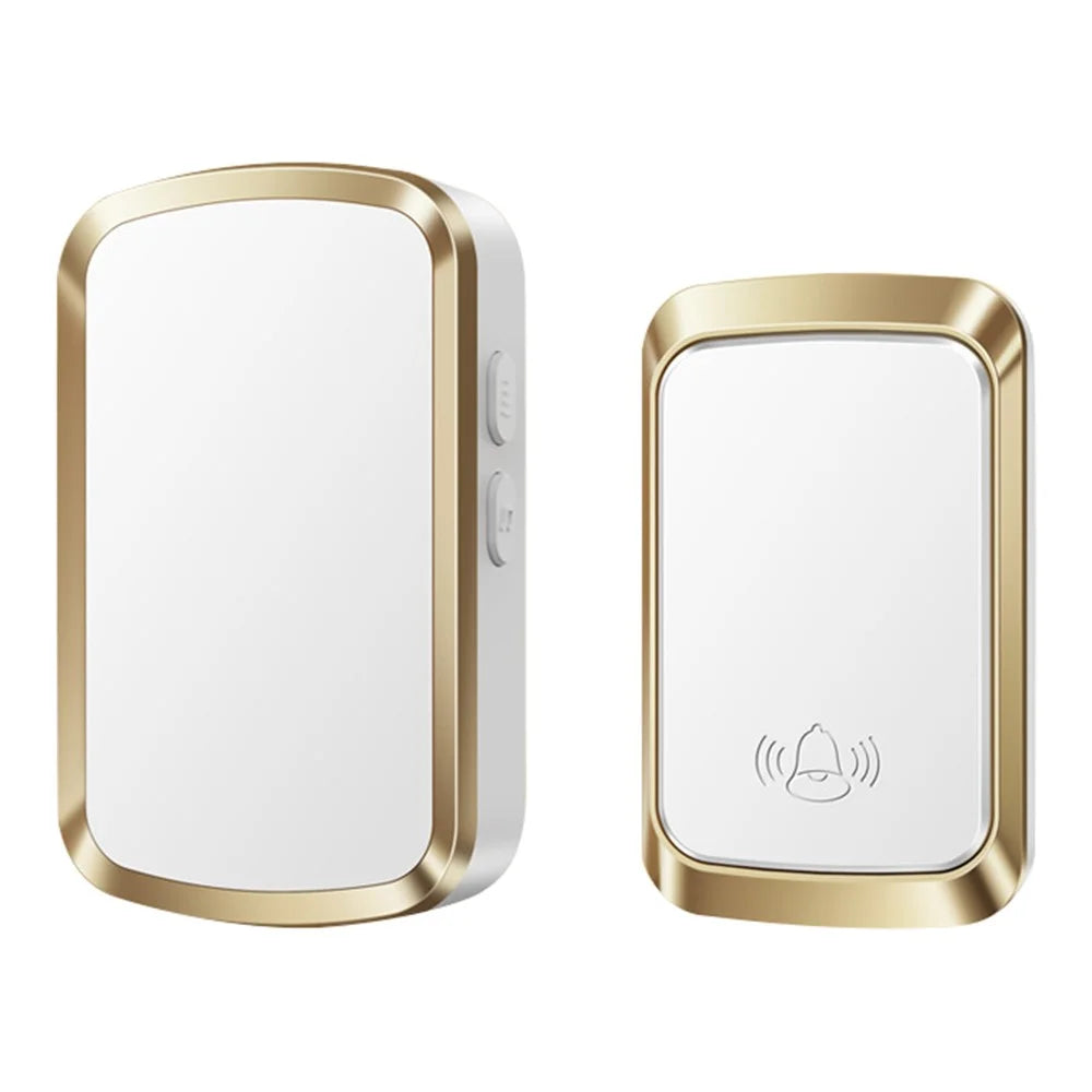 CACAZI FA29PRO 5 Volume Levels Wireless Doorbell Mini Chime Door Bell Kit with 1 Transmitter+1 Receiver - Gold / EU Plug - 1