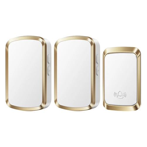 CACAZI FA29PRO Wireless Doorbell 5 Volume Levels Chime Door Bell Kit with 1 Transmitter+2 Receivers - Gold / US Plug - 1