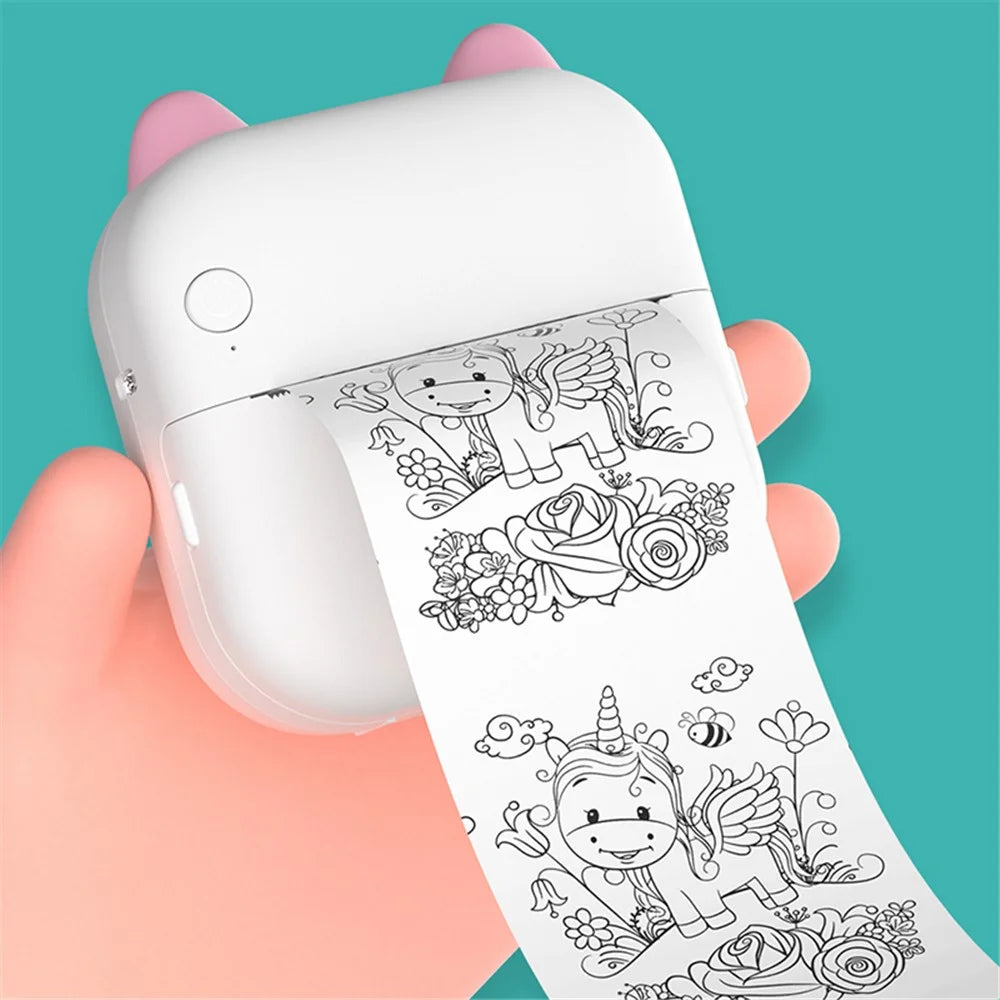 M6 Mini Sticker Printer Bluetooth-compatible Thermal Printer with 5 Rolls Paper + 5 Rolls Sticker + 3 Rolls Color Paper - Pink - 5