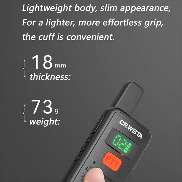 CRWSTA T70 5W Portable Mini Walkie Talkie Long Range Handheld Two Way Radio - Black / EU Plug - 3