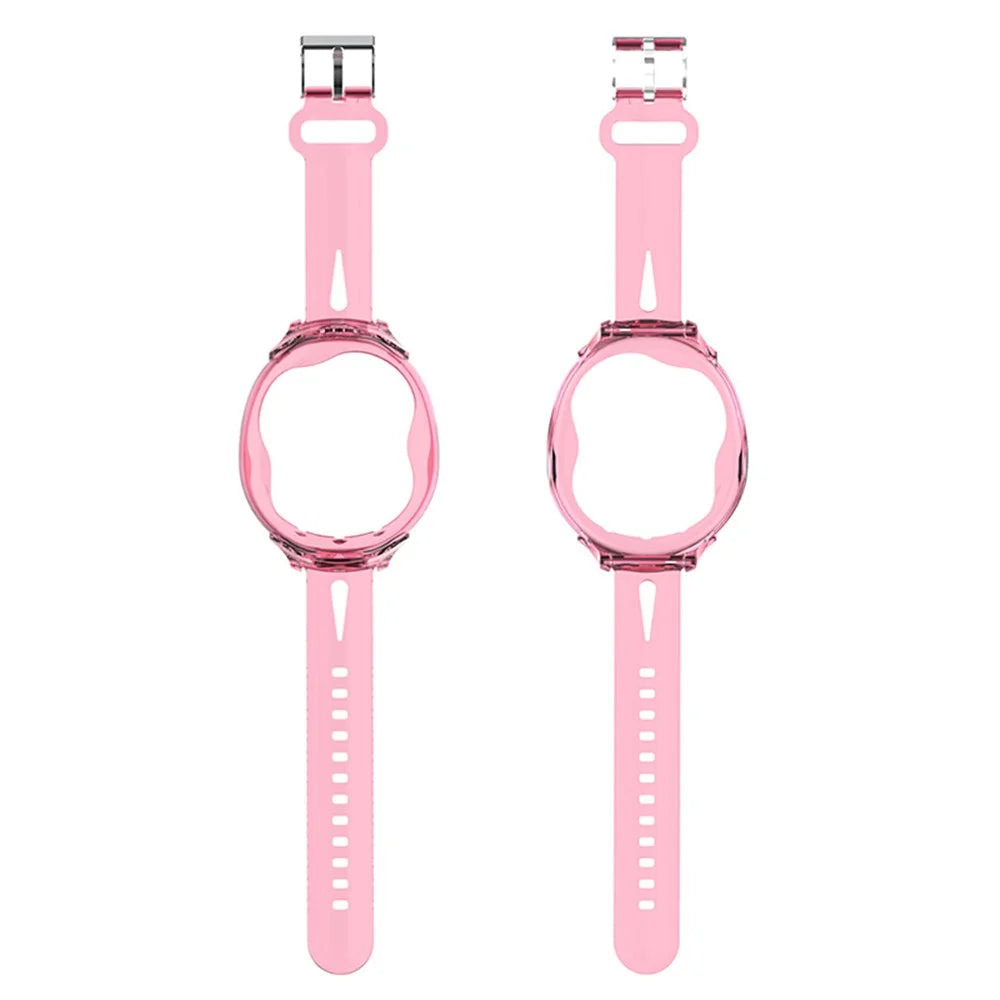 Compatible with Tamagotchi Uni (2023) Wristband TPU Bracelet Holder Case for Kids Teen Adults - Transparent Pink - 1