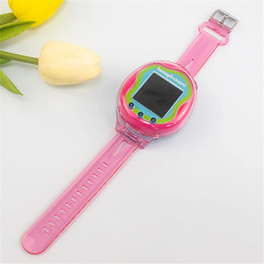 Compatible with Tamagotchi Uni (2023) Wristband TPU Bracelet Holder Case for Kids Teen Adults - Transparent Pink - 2