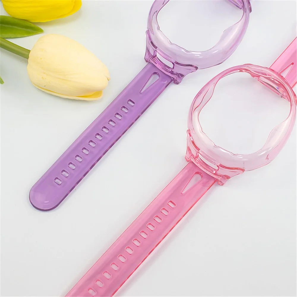 Compatible with Tamagotchi Uni (2023) Wristband TPU Bracelet Holder Case for Kids Teen Adults - Transparent Pink - 3