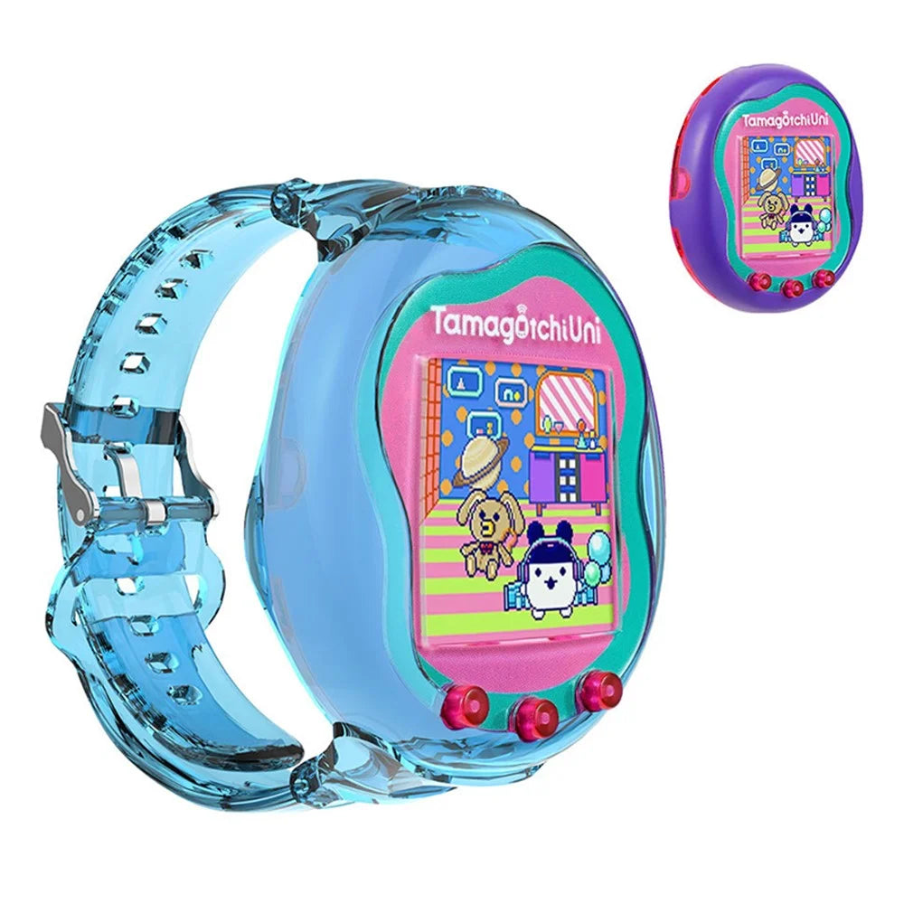 Compatible with Tamagotchi Uni (2023) Wristband TPU Bracelet Holder Case for Kids Teen Adults - Transparent Pink - 4