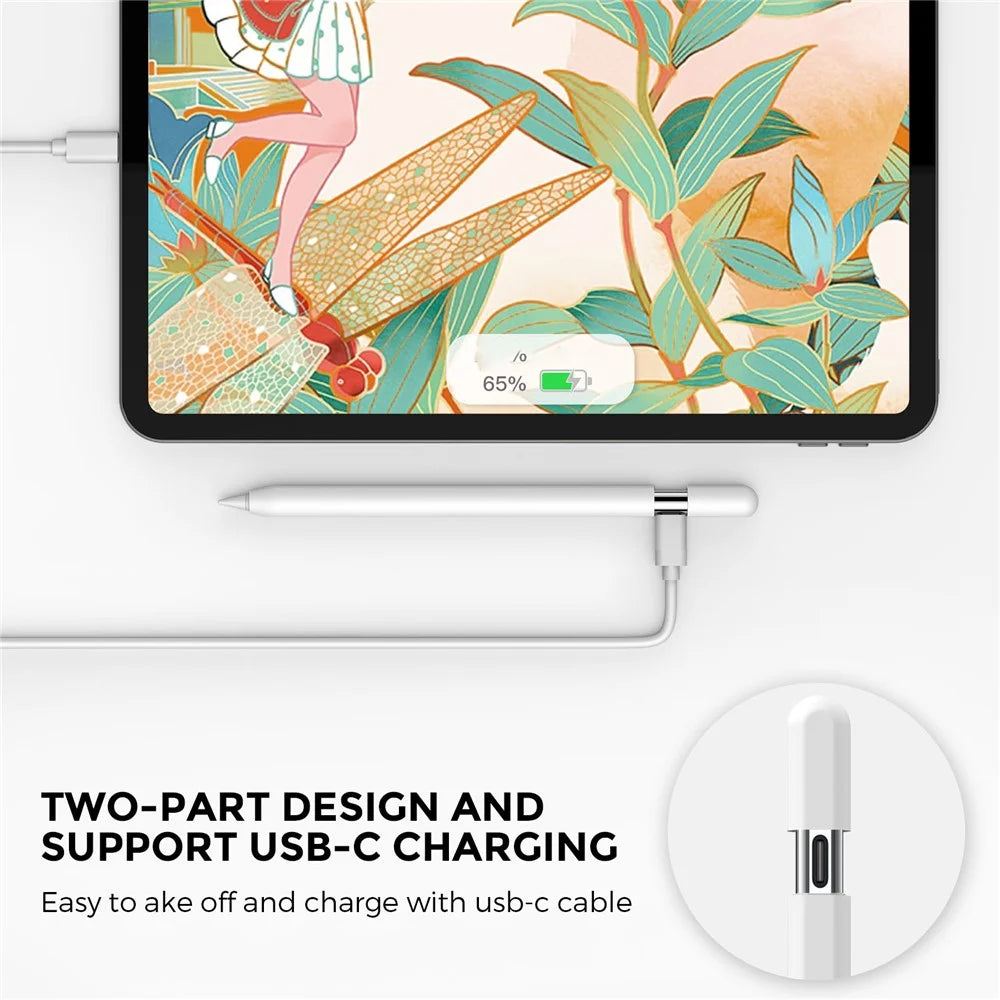 AHASTYLE PT65-3 For Apple Pencil (USB-C) Silicone Sleeve Anti-Drop Pencil Protective Cover - White - 2
