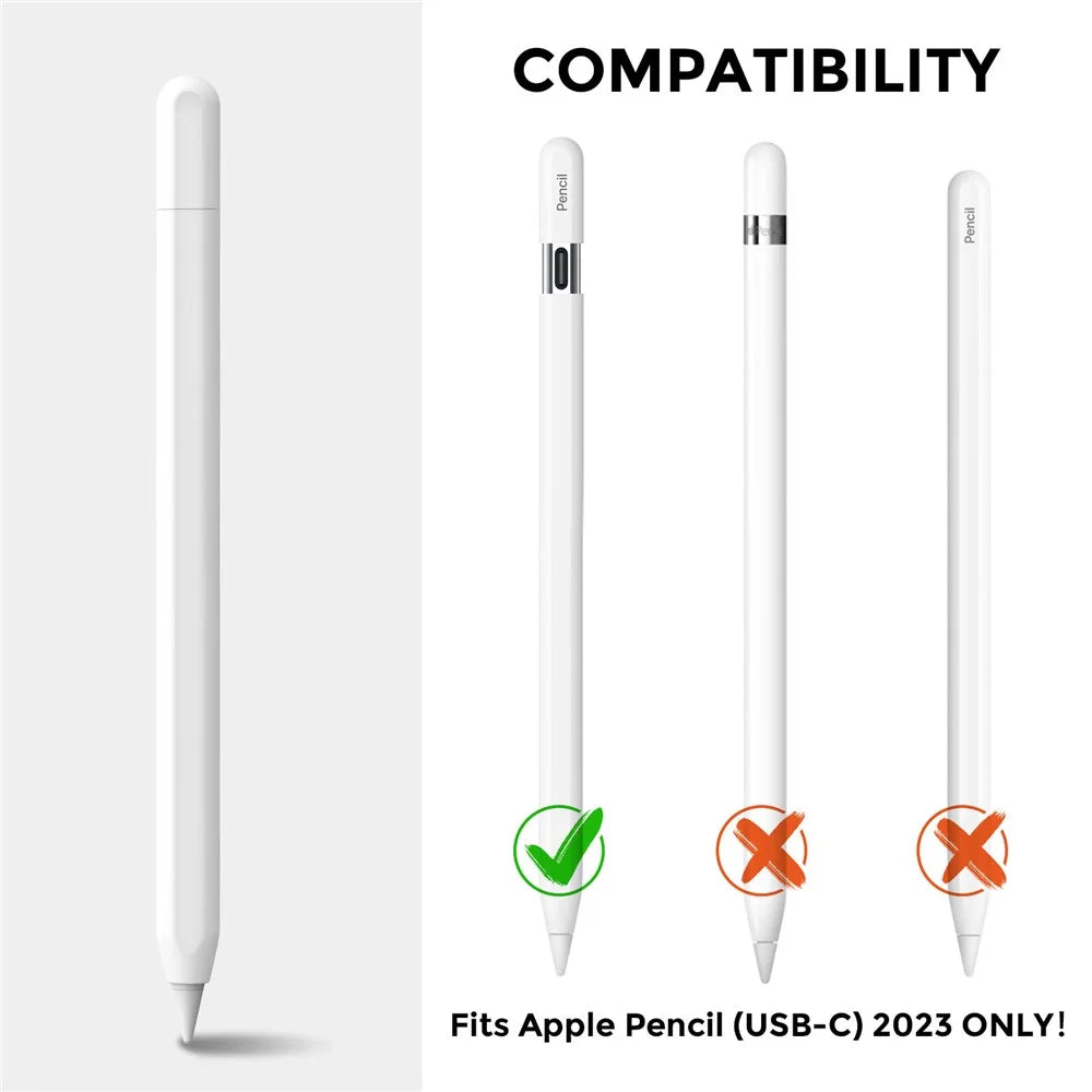 AHASTYLE PT65-3 For Apple Pencil (USB-C) Silicone Sleeve Anti-Drop Pencil Protective Cover - White - 6