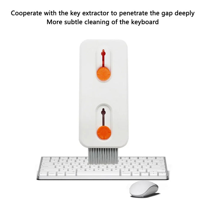 12-in-1 Keyboard Cleaning Kit for Laptops Computer Camera Lens Phone Screen Cleaner Brush Set - White+Orange - 2