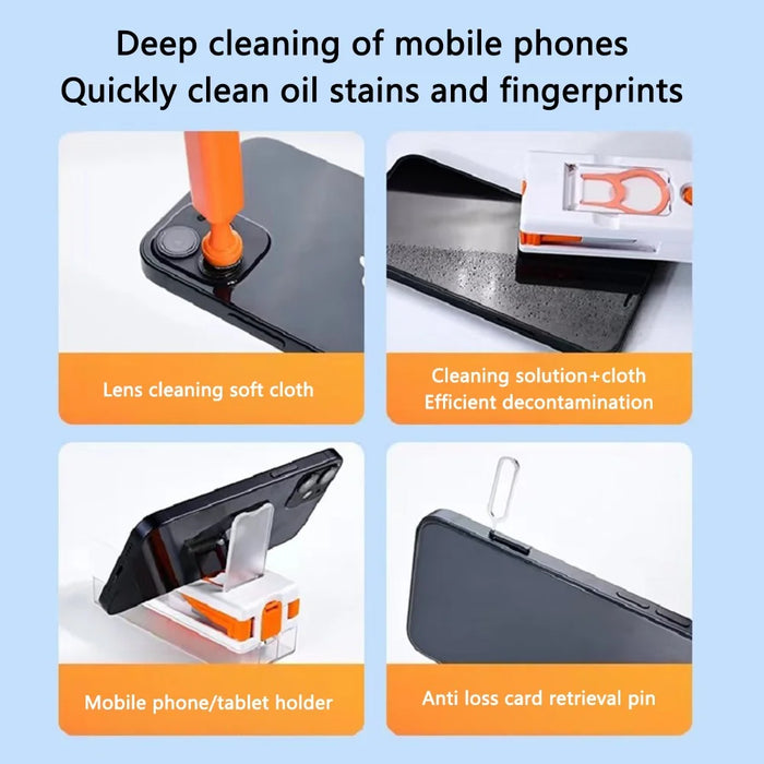 12-in-1 Keyboard Cleaning Kit for Laptops Computer Camera Lens Phone Screen Cleaner Brush Set - White+Orange - 6