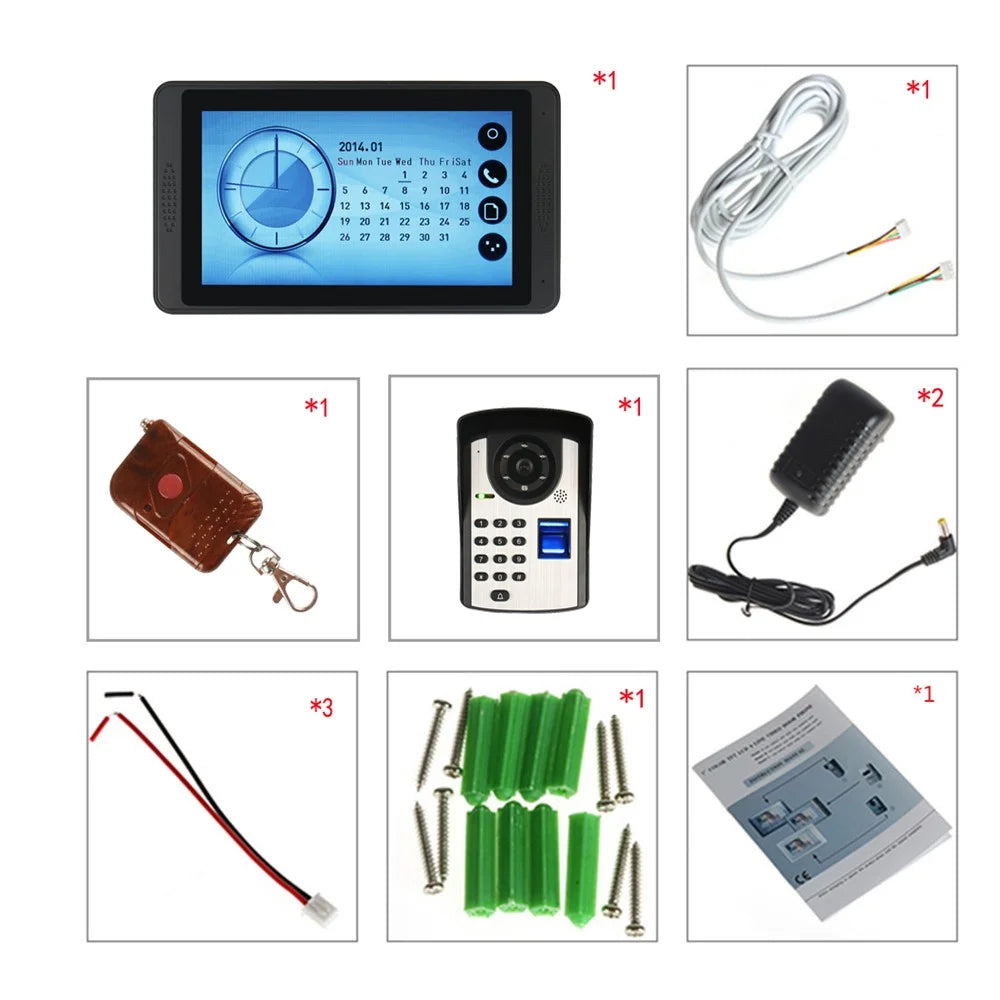 620FD11 7-inch Indoor Monitor + Password Fingerprint HD Door Bell Camera, EU Plug - 5