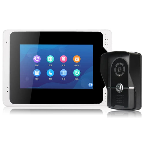 701FG11 Tuya App WiFi 7-inch Indoor Monitor + 1080P Motion Detection Door Bell Camera, EU Plug - 1