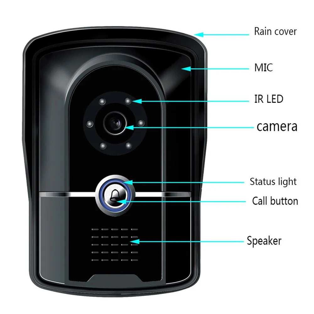 701FG11 Tuya App WiFi 7-inch Indoor Monitor + 1080P Motion Detection Door Bell Camera, EU Plug - 7