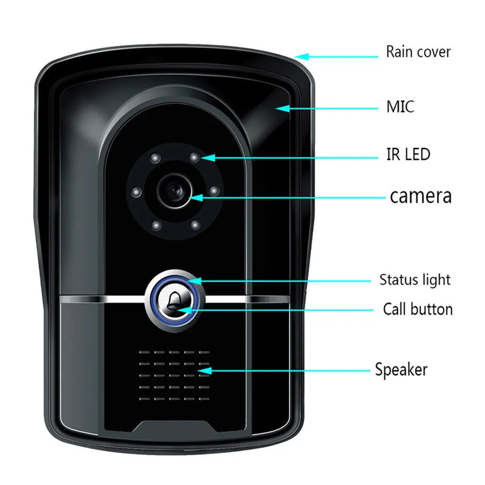701FG12 Tuya App 2Pcs 7-inch WiFi Indoor Monitor + 1Pc 1080P Door Bell HD Camera, EU Plug - 6