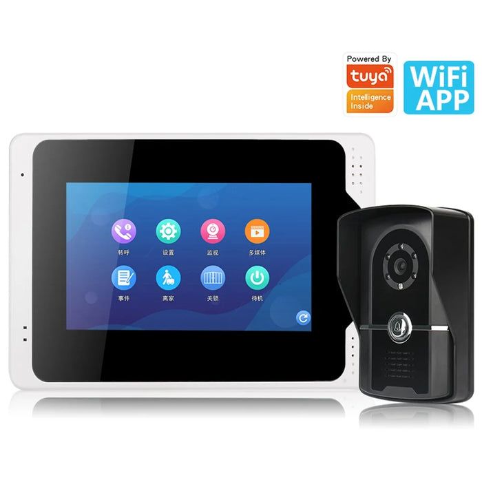 701FG21 Rainproof 7" HD 1080P Tuya WiFi Video Doorbell 2 Camera+1 Monitor - 2