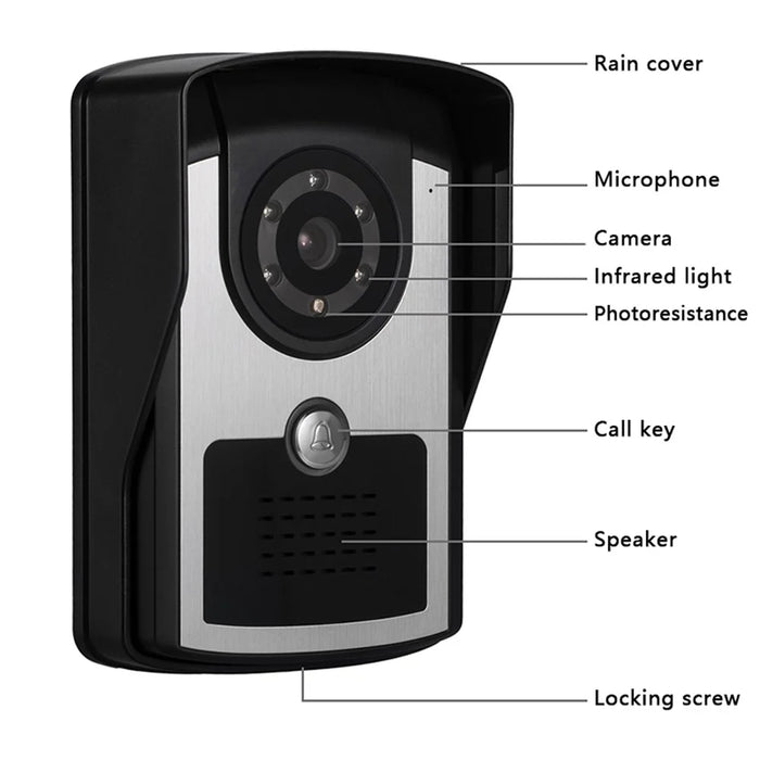 801FC21 1Pc 7-inch Monitor + 2Pcs HD Waterproof Camera Intercom Visual Doorbell, EU Plug - 5