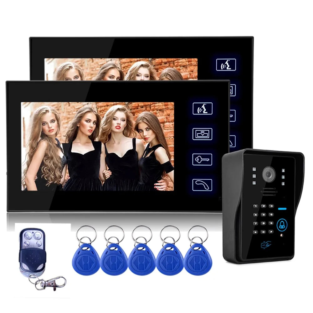 806MJIDS12 EU Plug 7-inch Home Intercom Video Doorbell, 1 Camera+2 Monitor - 1
