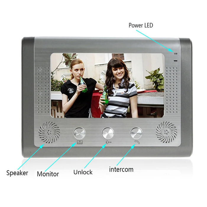 801FA12 1 Camera+2 Monitor EU Plug 7-inch Wired Video Doorbell Intercom Kit - 6