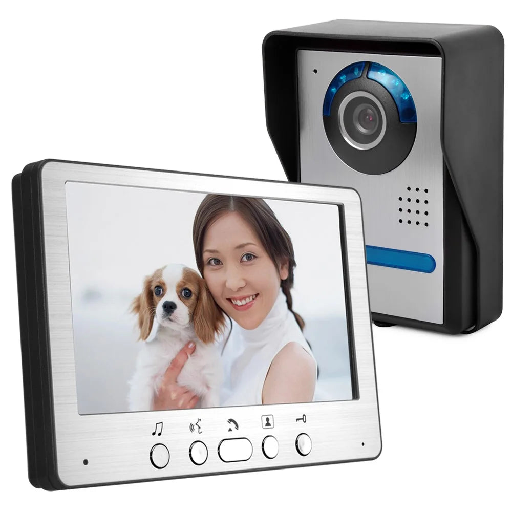 815FA11 7-inch Video Door Phone Intercom Doorbell Camera Monitor, EU Plug - 1