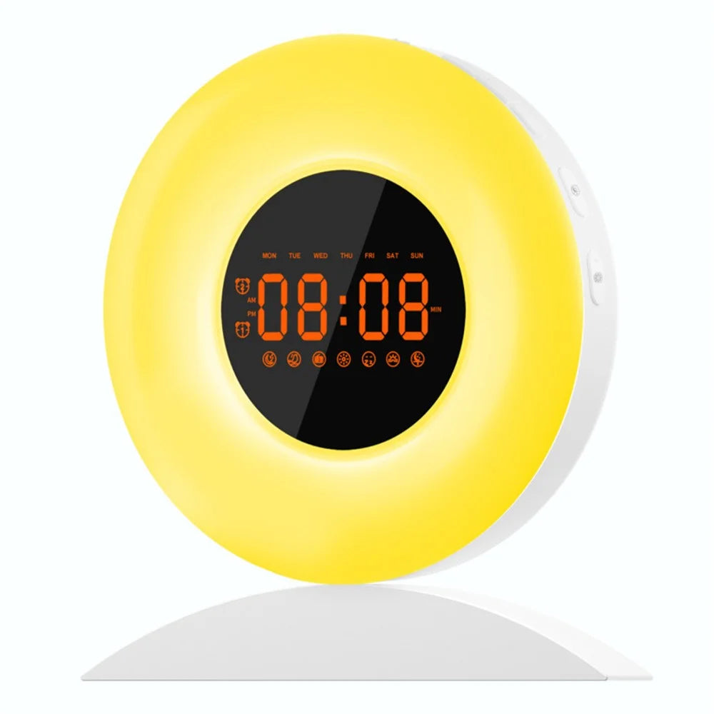 Wake Up Light Alarm Clock with Sunrise Sunset Time Display Night Light with FM - US Plug - 1