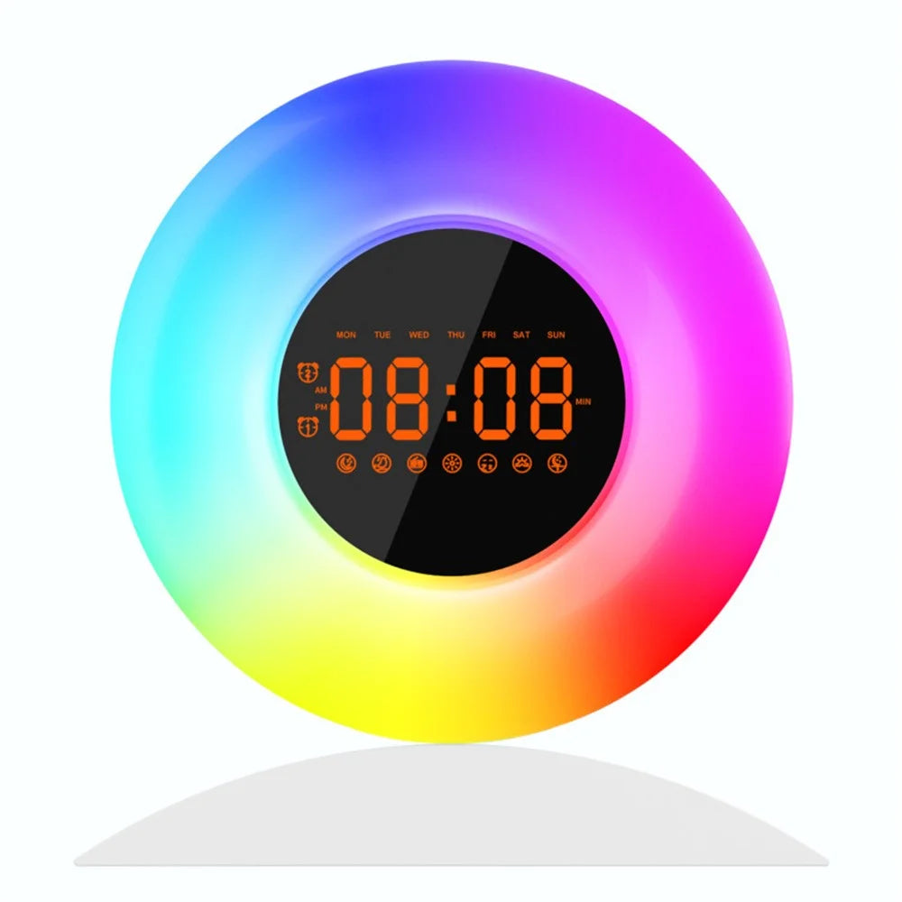 Wake Up Light Alarm Clock with Sunrise Sunset Time Display Night Light with FM - US Plug - 2