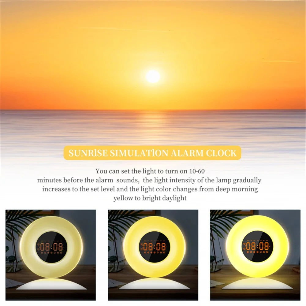 Wake Up Light Alarm Clock with Sunrise Sunset Time Display Night Light with FM - US Plug - 5