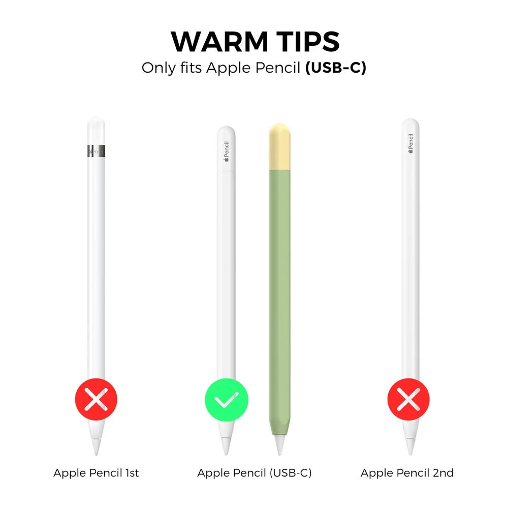 AHASTYLE PT65-3 For Apple Pencil (USB-C) Color Splicing Silicone Protect Sleeve - Avocado Green+Lemon Yellow - 2