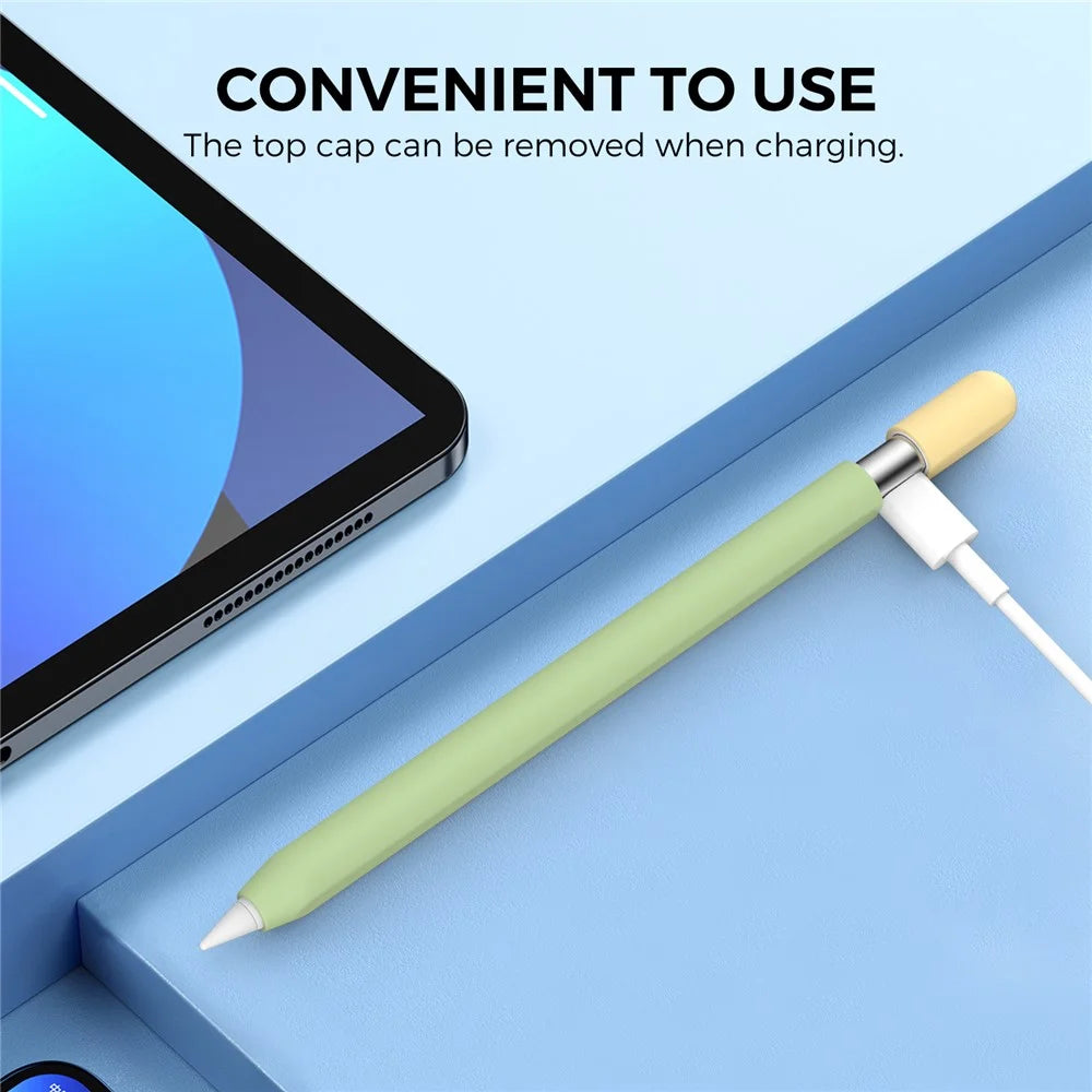 AHASTYLE PT65-3 For Apple Pencil (USB-C) Color Splicing Silicone Protect Sleeve - Avocado Green+Lemon Yellow - 3
