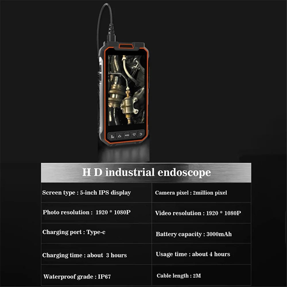 MS20 2m Hard Wire Triple Lens Endoscope LED Light Snake Borescope Inspection Camera - 7