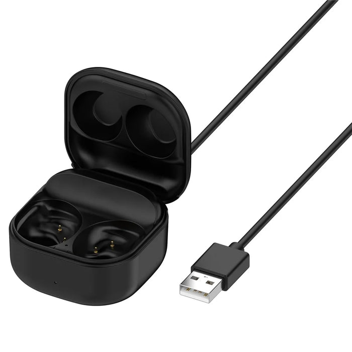 For Samsung Galaxy Buds FE SM-R400 Charging Bin Charger Cable + Replacement Charging Bin - Black - 1