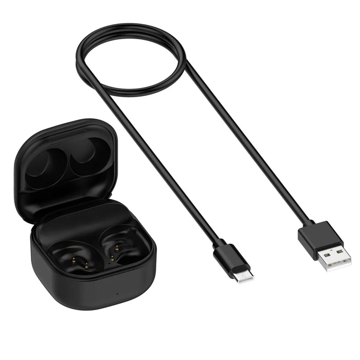 For Samsung Galaxy Buds FE SM-R400 Charging Bin Charger Cable + Replacement Charging Bin - Black - 6